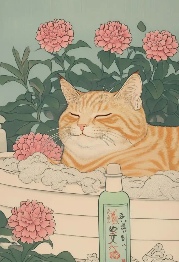 DecorBites™ Tabby Cat in Bathtub Canvas Wall Art