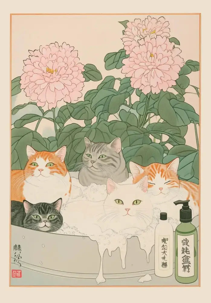 DecorBites™ Tabby Cat in Bathtub Canvas Wall Art