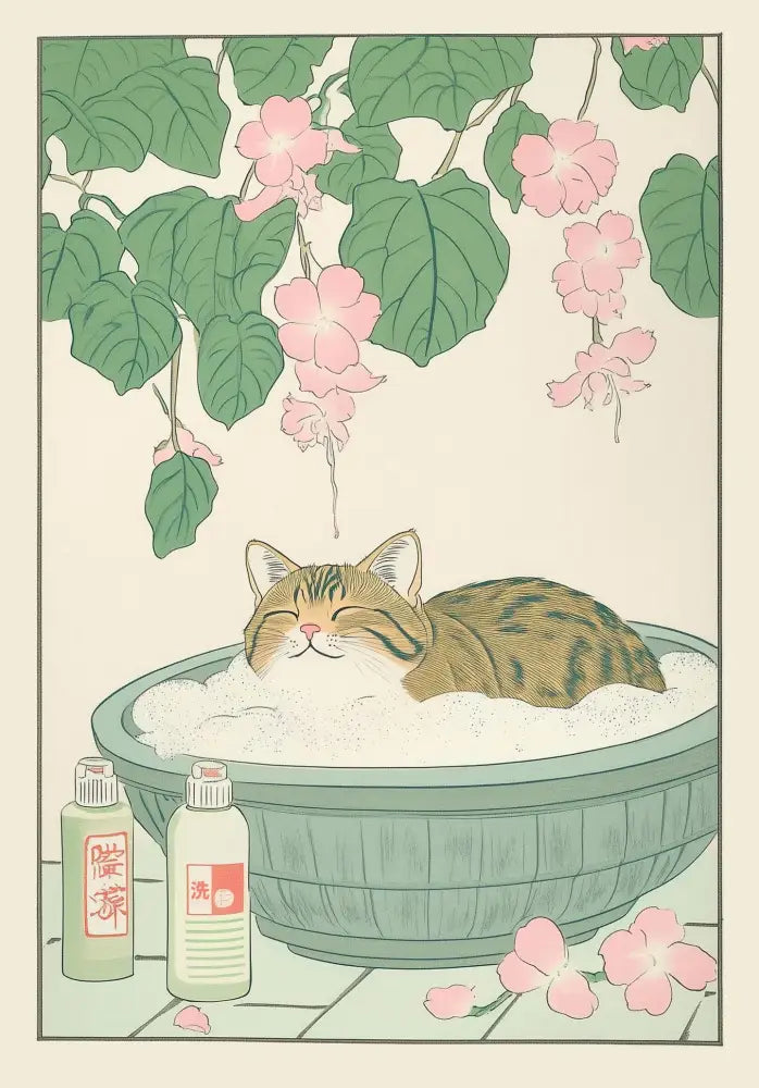 DecorBites™ Tabby Cat in Bathtub Canvas Wall Art