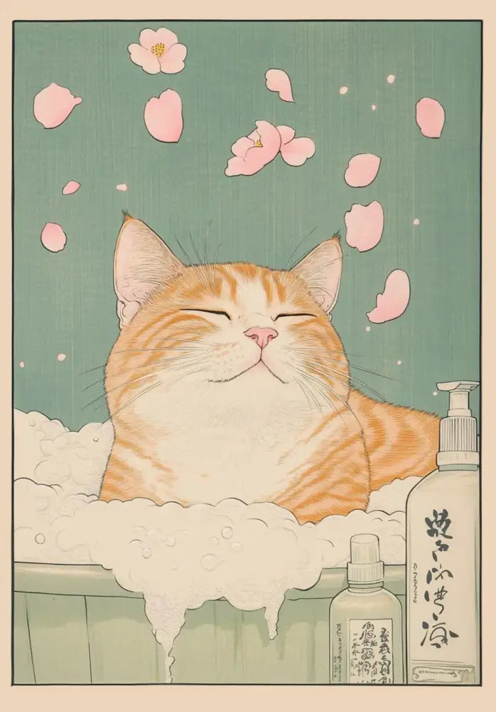 DecorBites™ Tabby Cat in Bathtub Canvas Wall Art