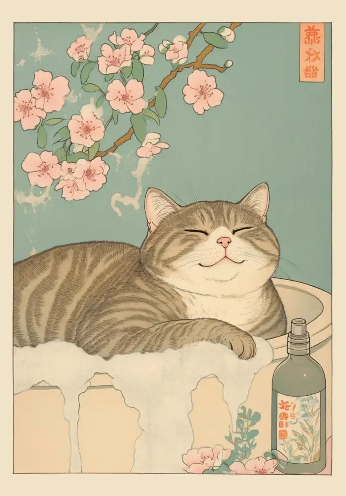 DecorBites™ Tabby Cat in Bathtub Canvas Wall Art