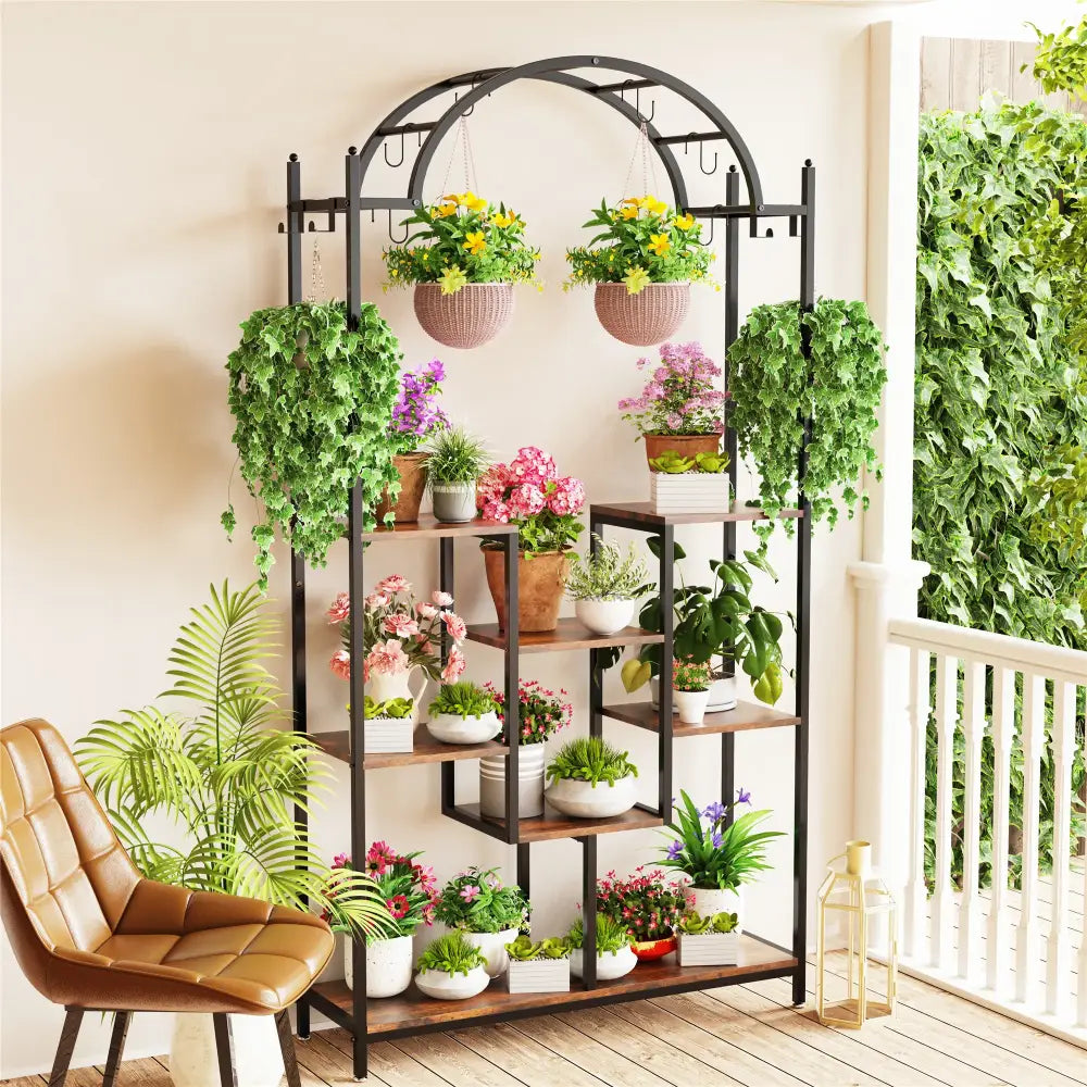DecorBites™ Tall 5-Tier Plant Stand with Hanging Hooks