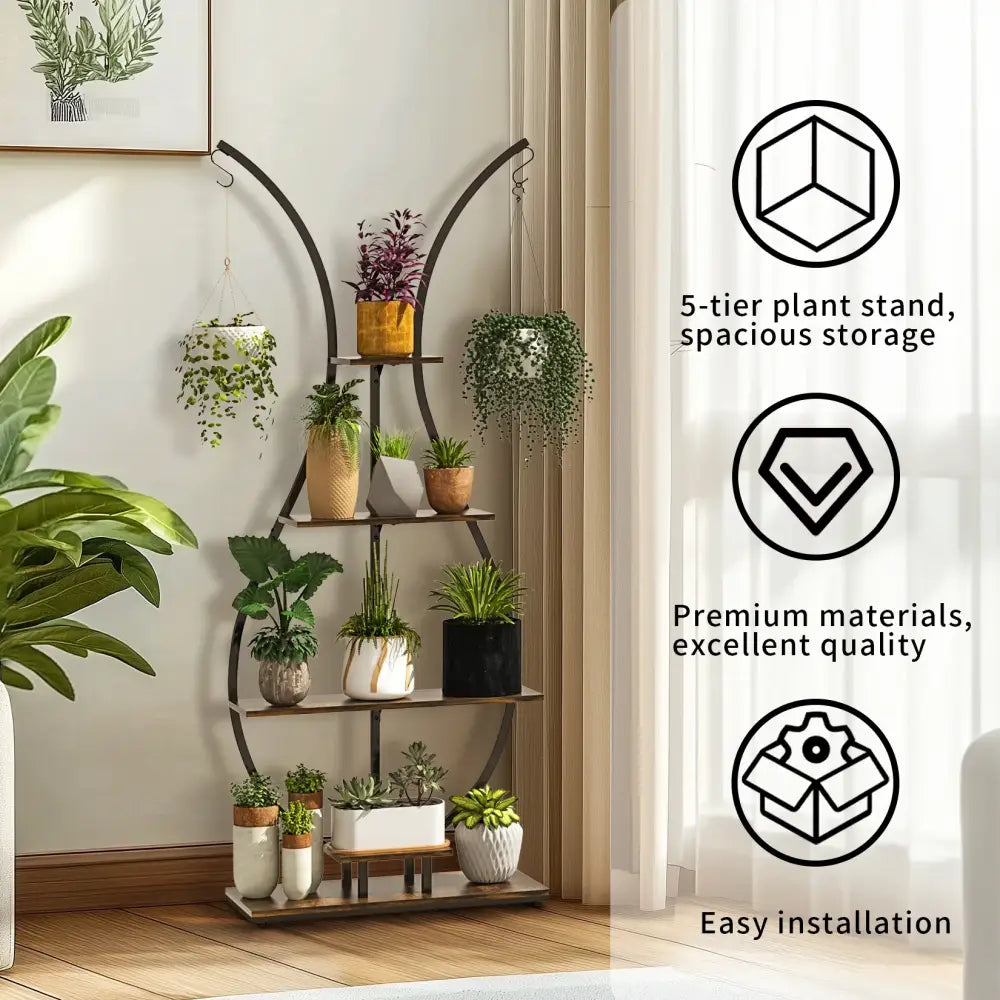 DecorBites™ Tall Metal Plant Stand with 5 Tiers