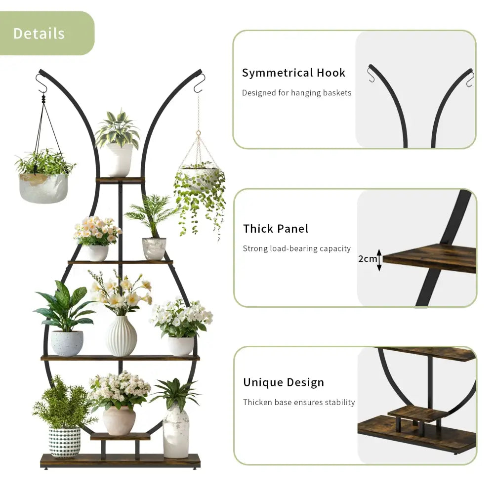 DecorBites™ Tall Metal Plant Stand with 5 Tiers