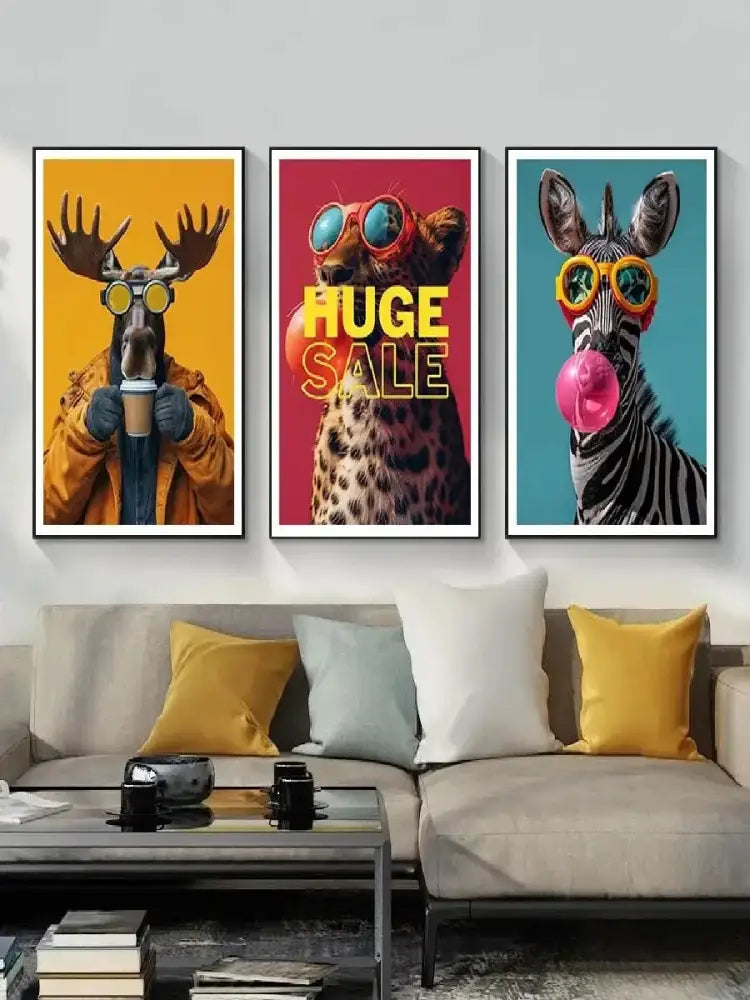 DecorBites™ Tiger Canvas Wall Art Print - Vibrant Animal Bubble Style