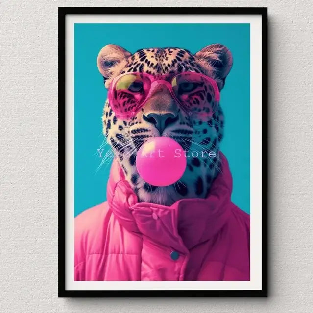 DecorBites™ Tiger Canvas Wall Art Print - Vibrant Animal Bubble Style