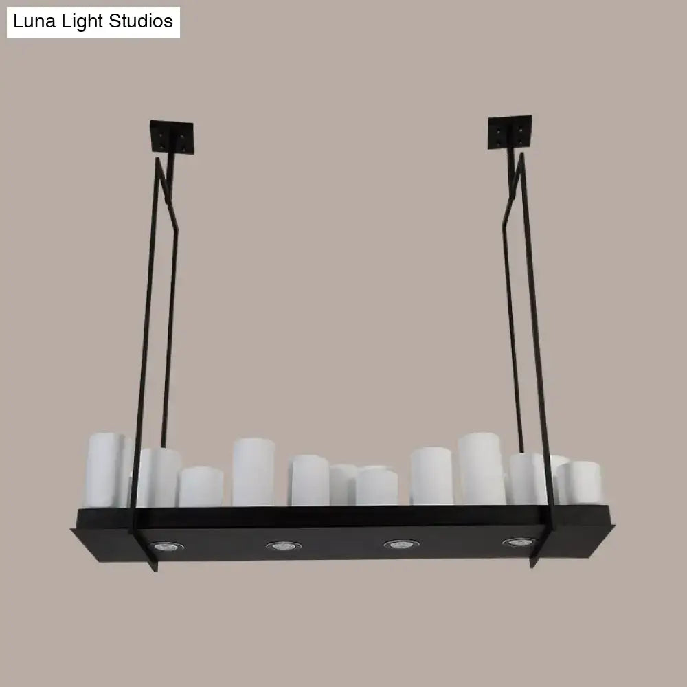 DecorBites™ Traditional Barrel Frosted Glass Hanging Lamp - Black Island Pendant Light for Dining Room - 8/12/16 Lights