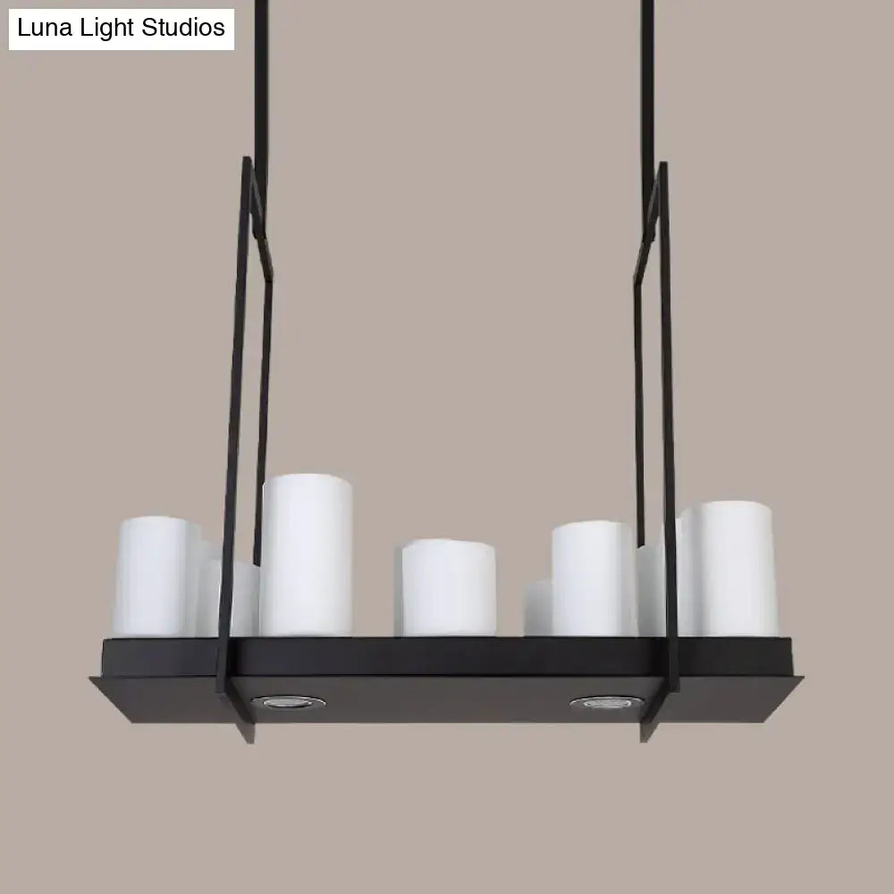 DecorBites™ Traditional Barrel Frosted Glass Hanging Lamp - Black Island Pendant Light for Dining Room - 8/12/16 Lights