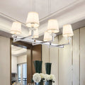 DecorBites™ Traditional Barrel Pendant Light Fixture with Fabric Shades - Chrome Finish, 6/8 Lights - Dining Room Hanging Lamp Kit