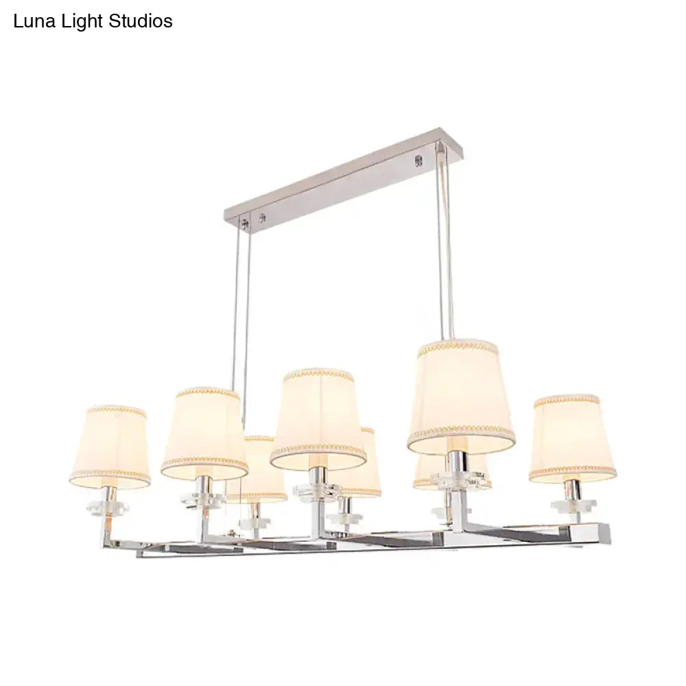 DecorBites™ Traditional Barrel Pendant Light Fixture with Fabric Shades - Chrome Finish, 6/8 Lights - Dining Room Hanging Lamp Kit