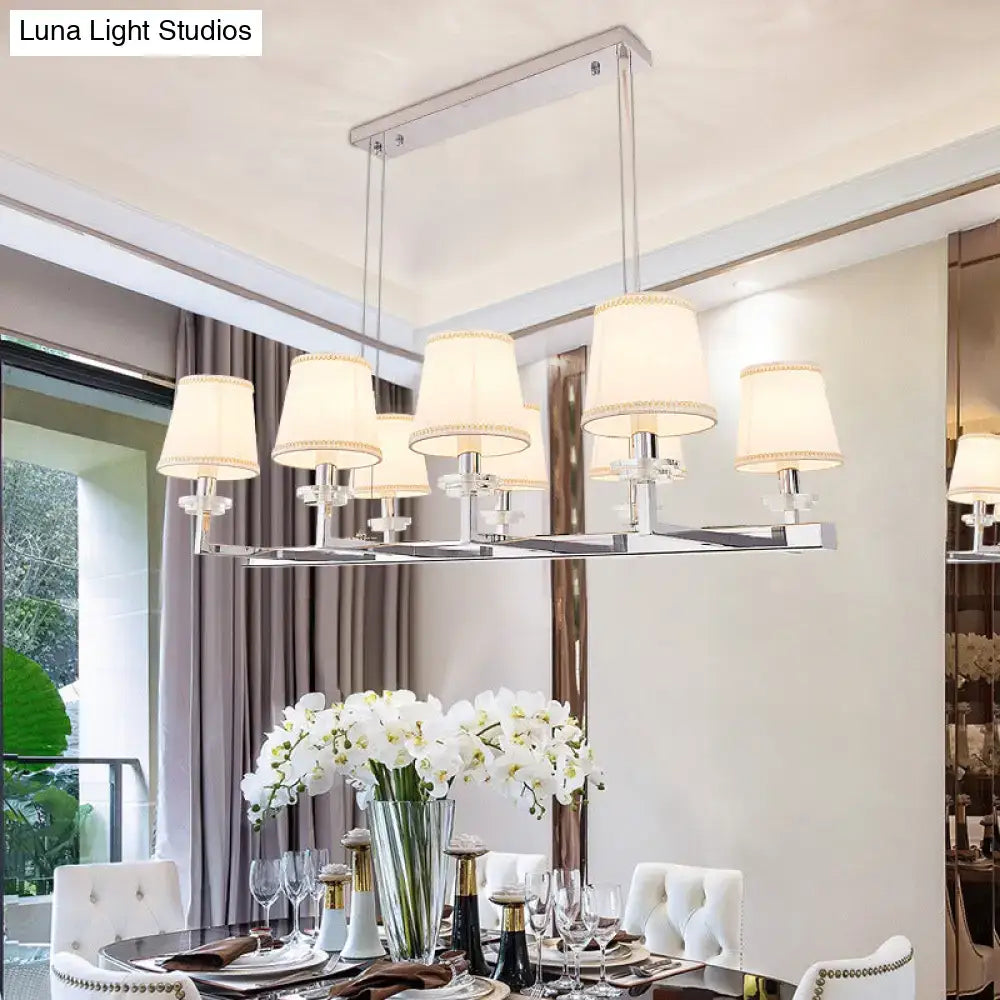 DecorBites™ Traditional Barrel Pendant Light Fixture with Fabric Shades - Chrome Finish, 6/8 Lights - Dining Room Hanging Lamp Kit
