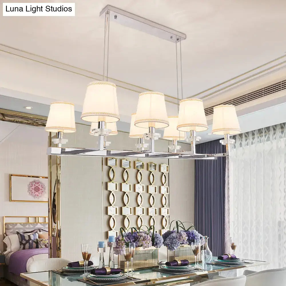 DecorBites™ Traditional Barrel Pendant Light Fixture with Fabric Shades - Chrome Finish, 6/8 Lights - Dining Room Hanging Lamp Kit