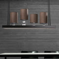 DecorBites™ Traditional Black Cylinder Island Light Fixture: Fabric Pendant with Metal Linear Shelf - 4-Bulb Dining Room Hanging