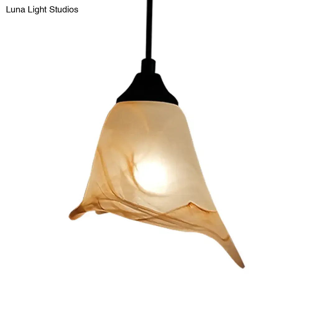 DecorBites™ Traditional Glass Pendant Light with Flower/Cone Shape for Living Room