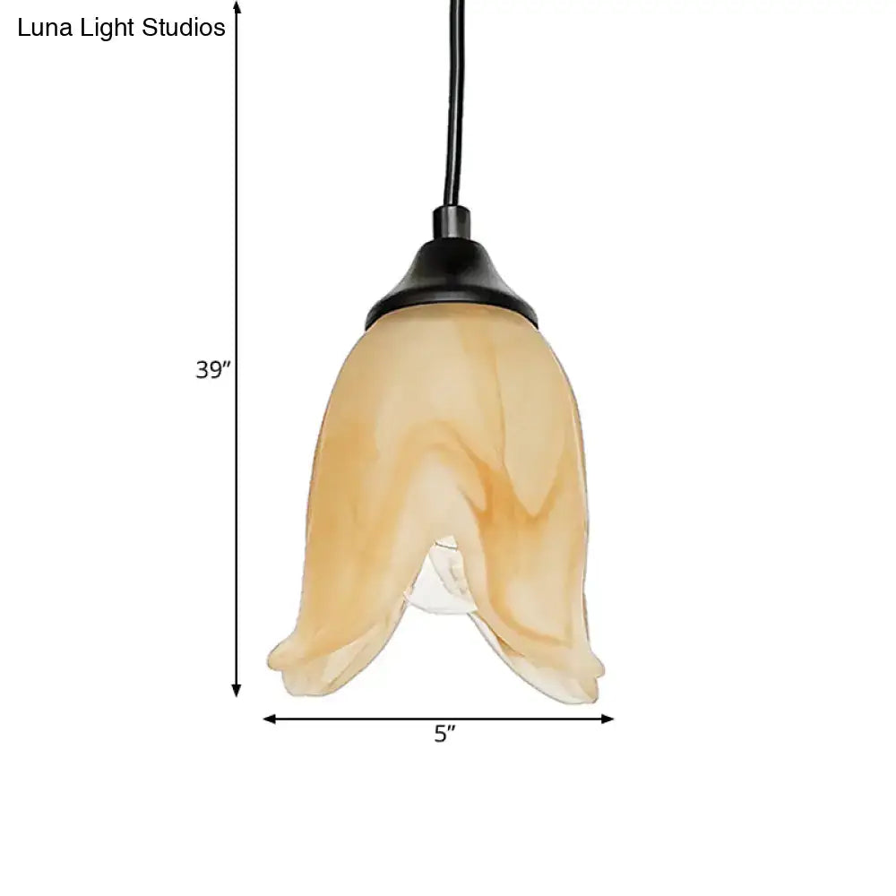 DecorBites™ Traditional Glass Pendant Light with Flower/Cone Shape for Living Room