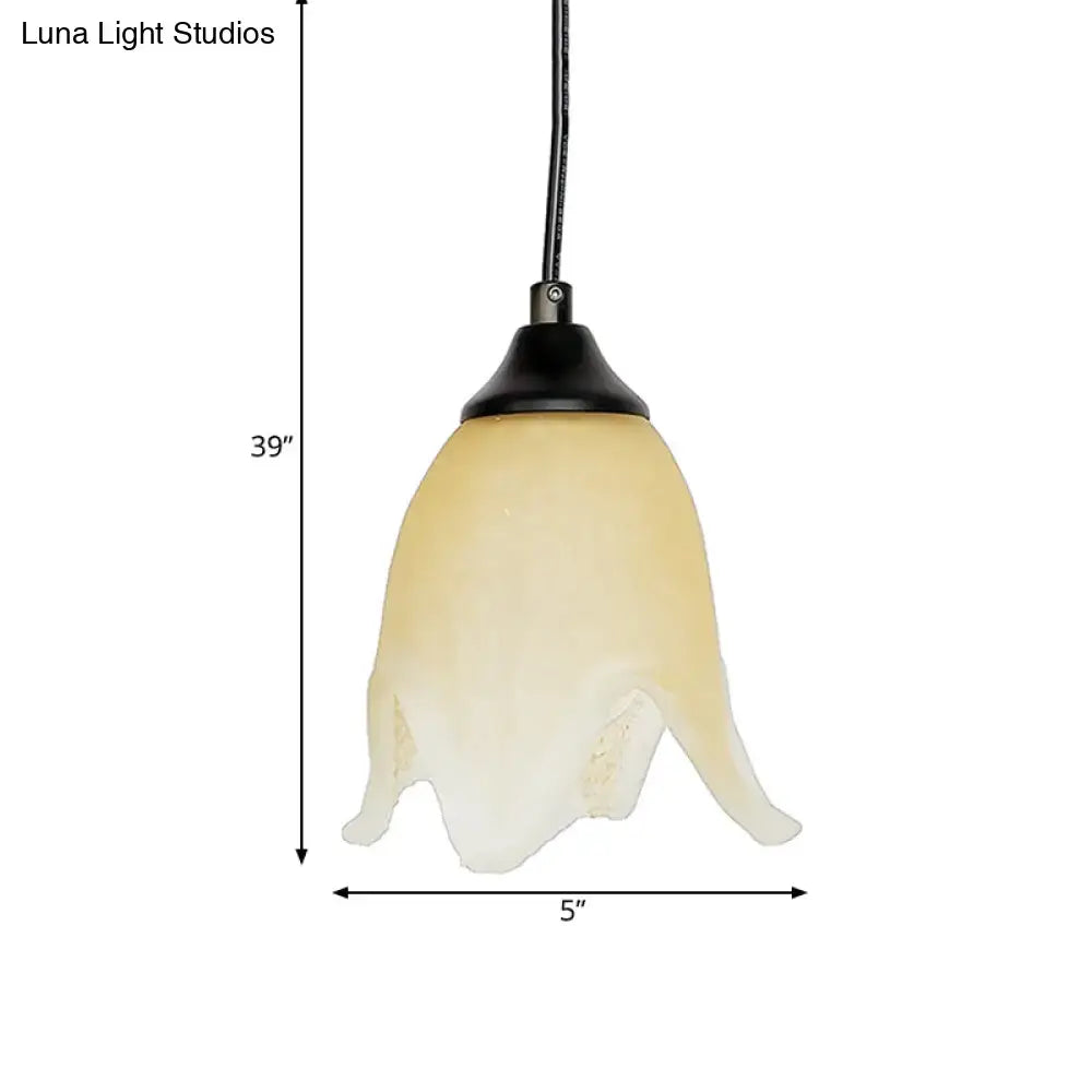 DecorBites™ Traditional Glass Pendant Light with Flower/Cone Shape for Living Room