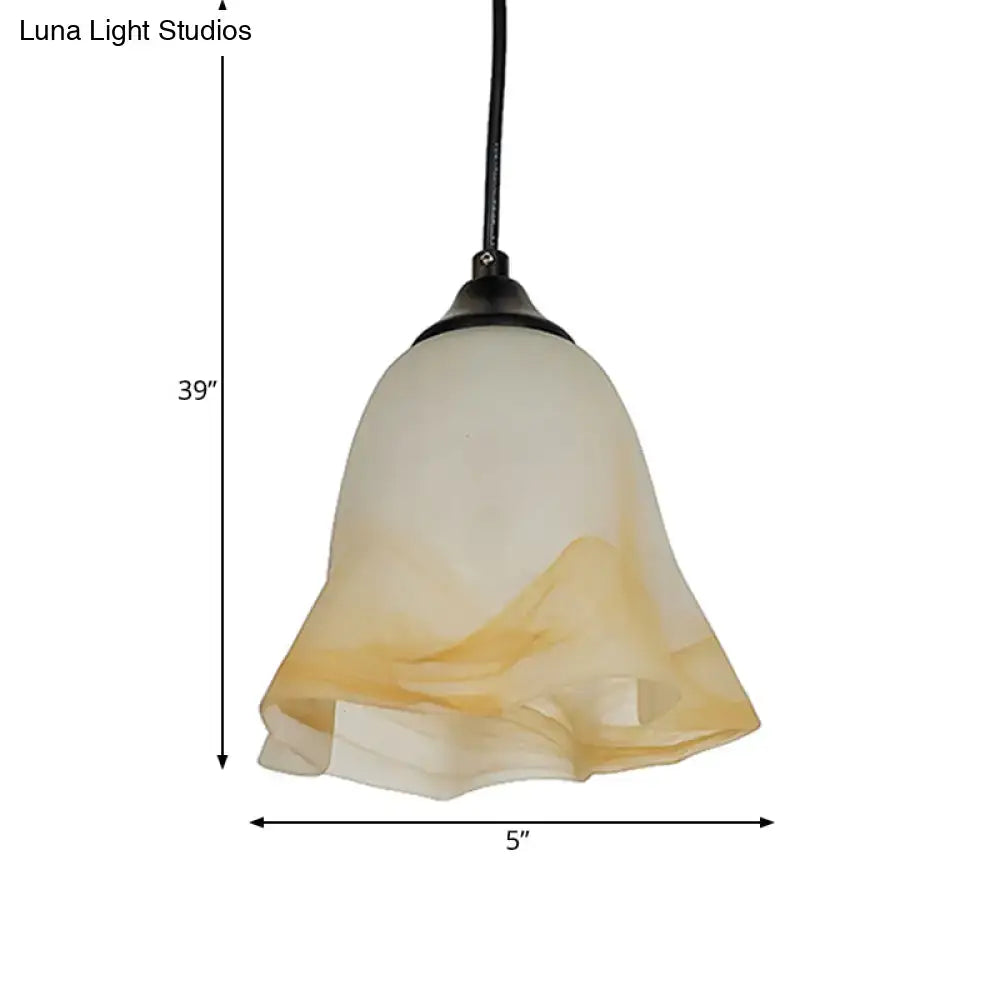 DecorBites™ Traditional Glass Pendant Light with Flower/Cone Shape for Living Room