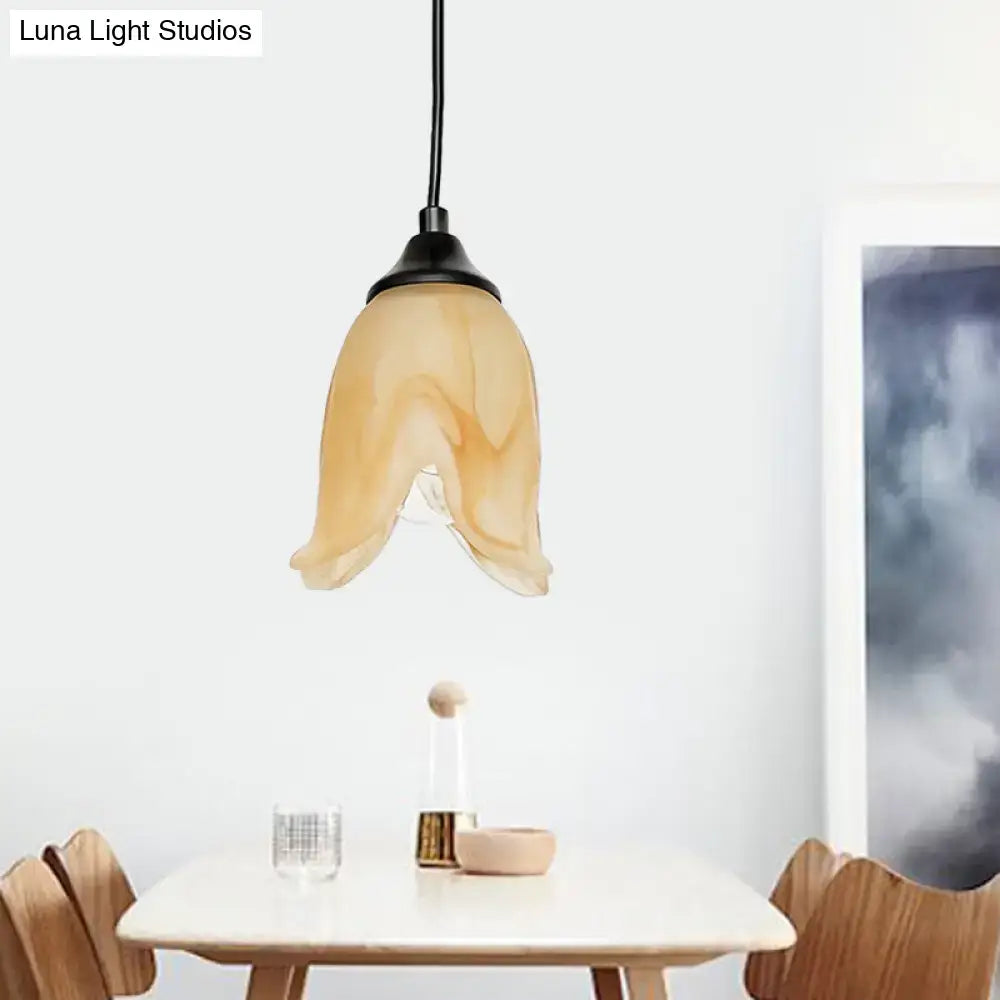 DecorBites™ Traditional Glass Pendant Light with Flower/Cone Shape for Living Room