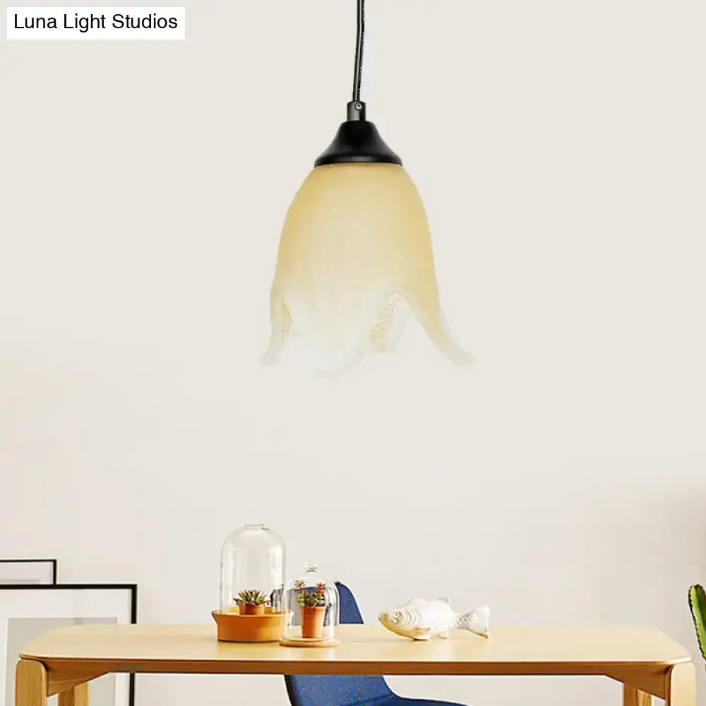 DecorBites™ Traditional Glass Pendant Light with Flower/Cone Shape for Living Room