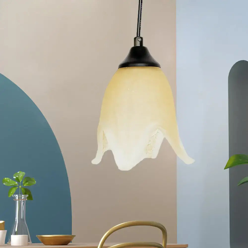 DecorBites™ Traditional Glass Pendant Light with Flower/Cone Shape for Living Room