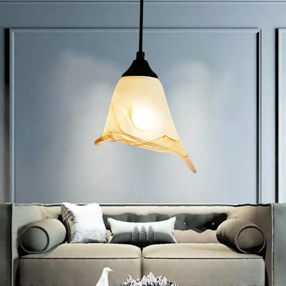 DecorBites™ Traditional Glass Pendant Light with Flower/Cone Shape for Living Room