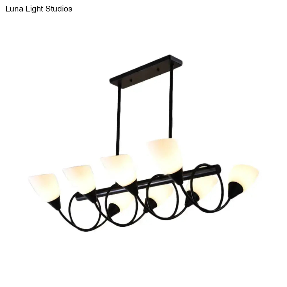 DecorBites™ Traditional Milky Glass Pendant Light Fixture - 6/8/10 Lights - Black Hanging Lamp Kit