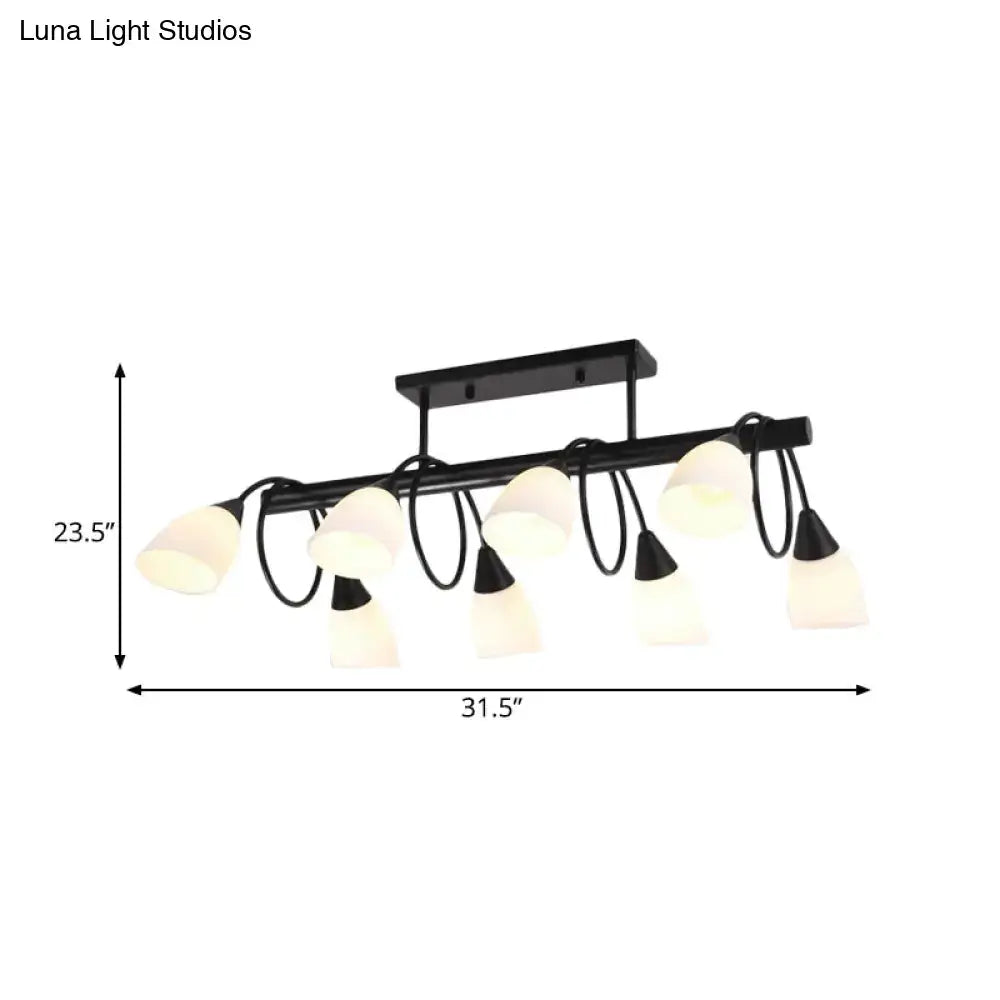 DecorBites™ Traditional Milky Glass Pendant Light Fixture - 6/8/10 Lights - Black Hanging Lamp Kit