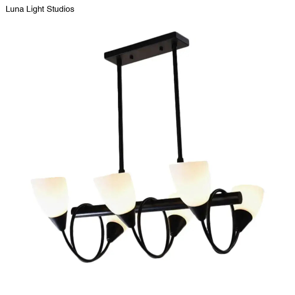 DecorBites™ Traditional Milky Glass Pendant Light Fixture - 6/8/10 Lights - Black Hanging Lamp Kit