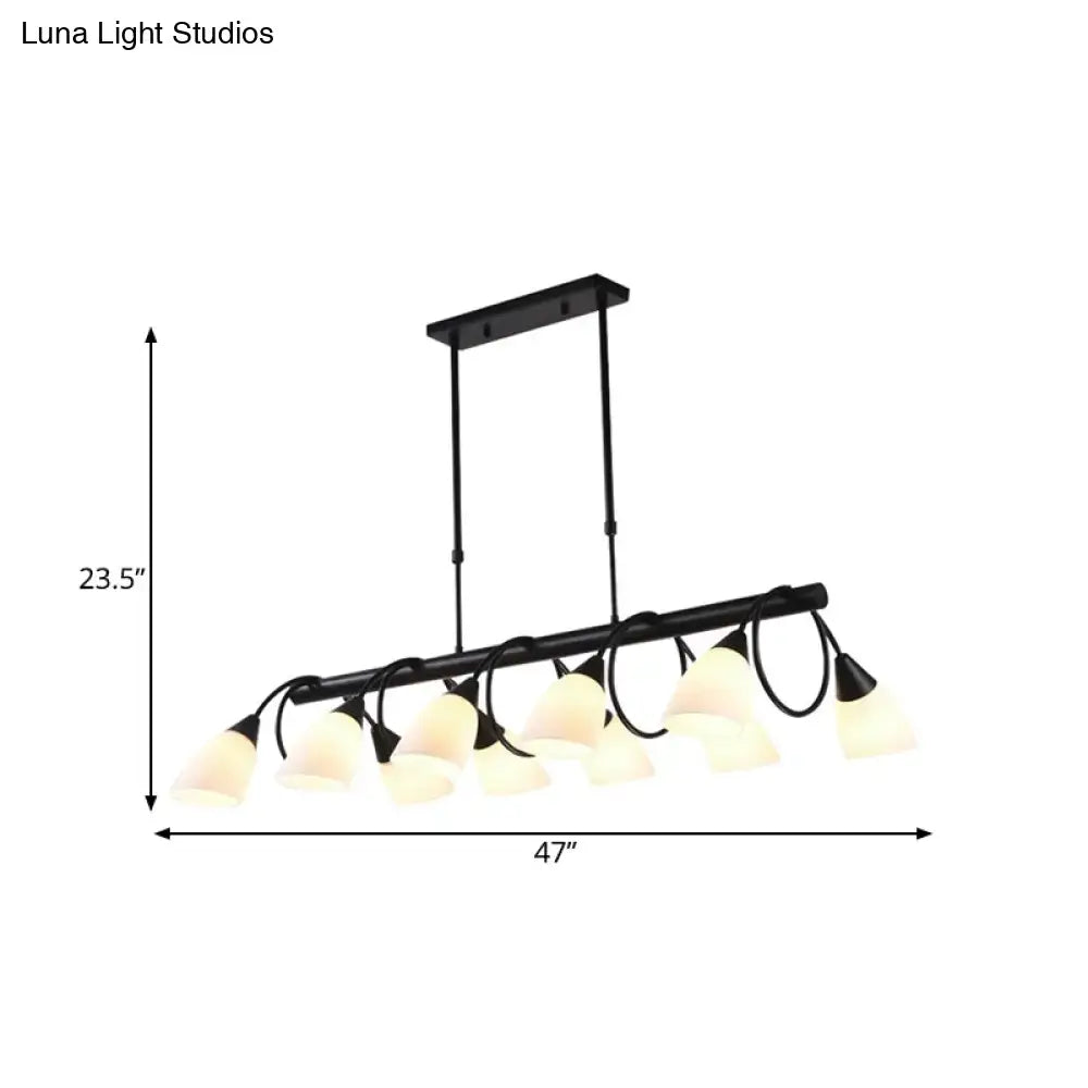DecorBites™ Traditional Milky Glass Pendant Light Fixture - 6/8/10 Lights - Black Hanging Lamp Kit