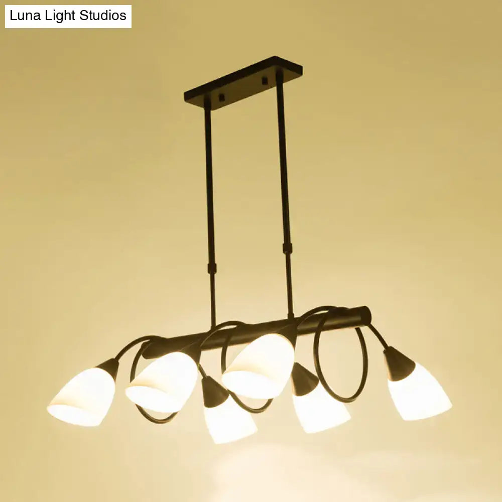 DecorBites™ Traditional Milky Glass Pendant Light Fixture - 6/8/10 Lights - Black Hanging Lamp Kit