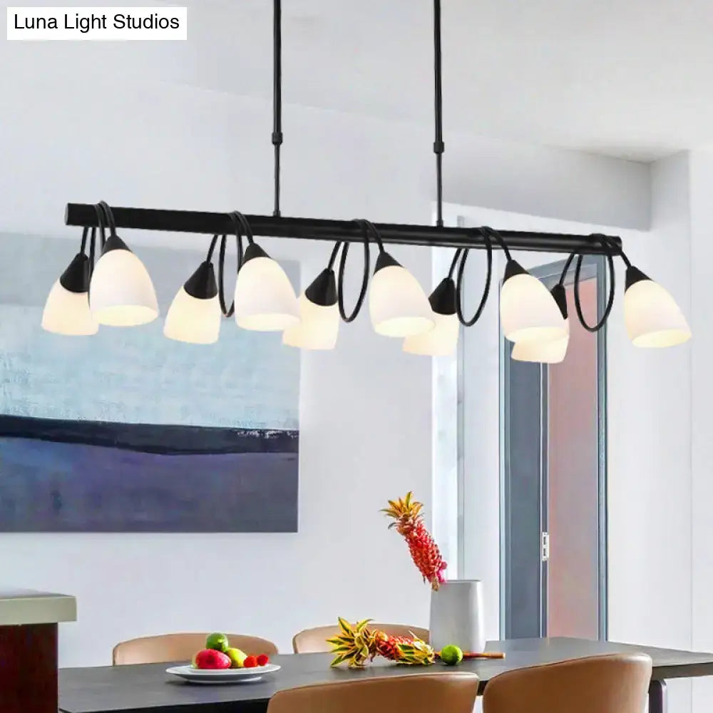 DecorBites™ Traditional Milky Glass Pendant Light Fixture - 6/8/10 Lights - Black Hanging Lamp Kit