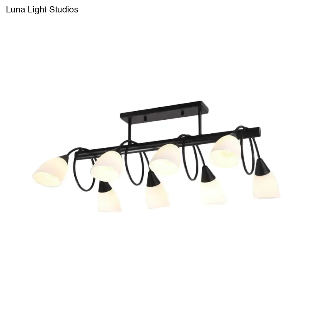 DecorBites™ Traditional Milky Glass Pendant Light Fixture - 6/8/10 Lights - Black Hanging Lamp Kit