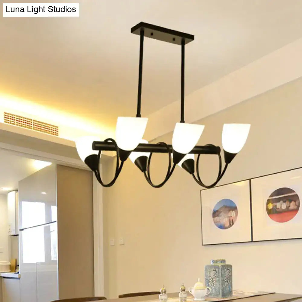 DecorBites™ Traditional Milky Glass Pendant Light Fixture - 6/8/10 Lights - Black Hanging Lamp Kit
