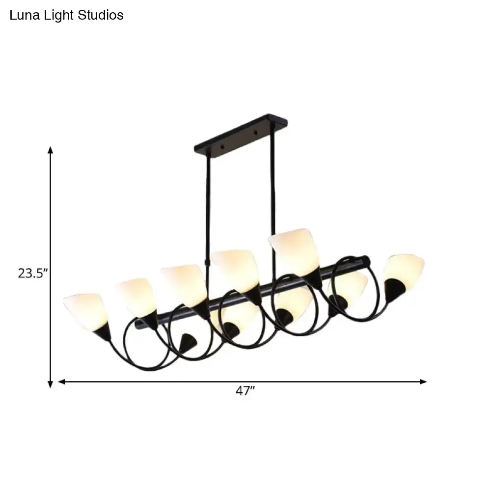DecorBites™ Traditional Milky Glass Pendant Light Fixture - 6/8/10 Lights - Black Hanging Lamp Kit