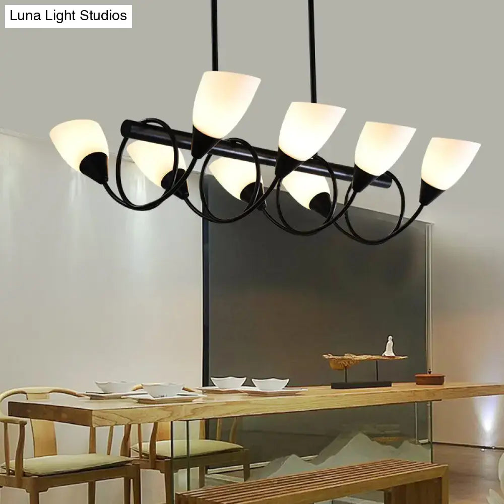 DecorBites™ Traditional Milky Glass Pendant Light Fixture - 6/8/10 Lights - Black Hanging Lamp Kit