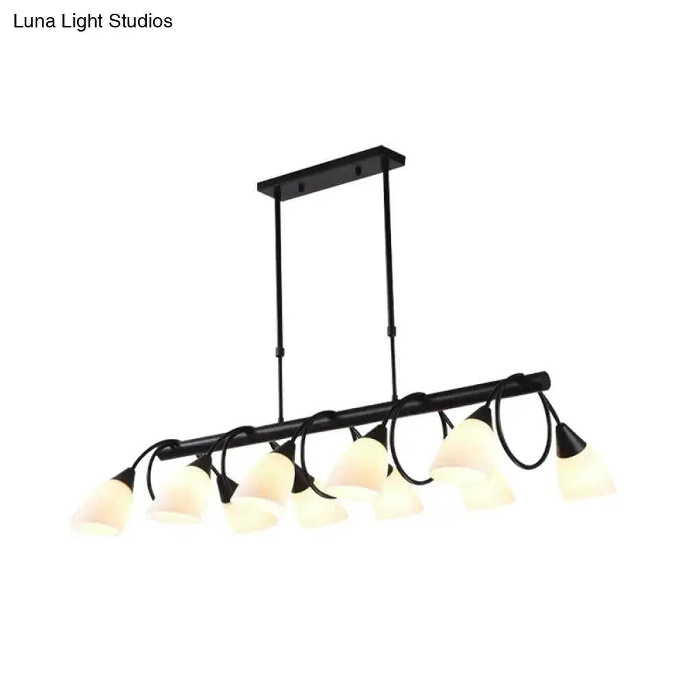 DecorBites™ Traditional Milky Glass Pendant Light Fixture - 6/8/10 Lights - Black Hanging Lamp Kit