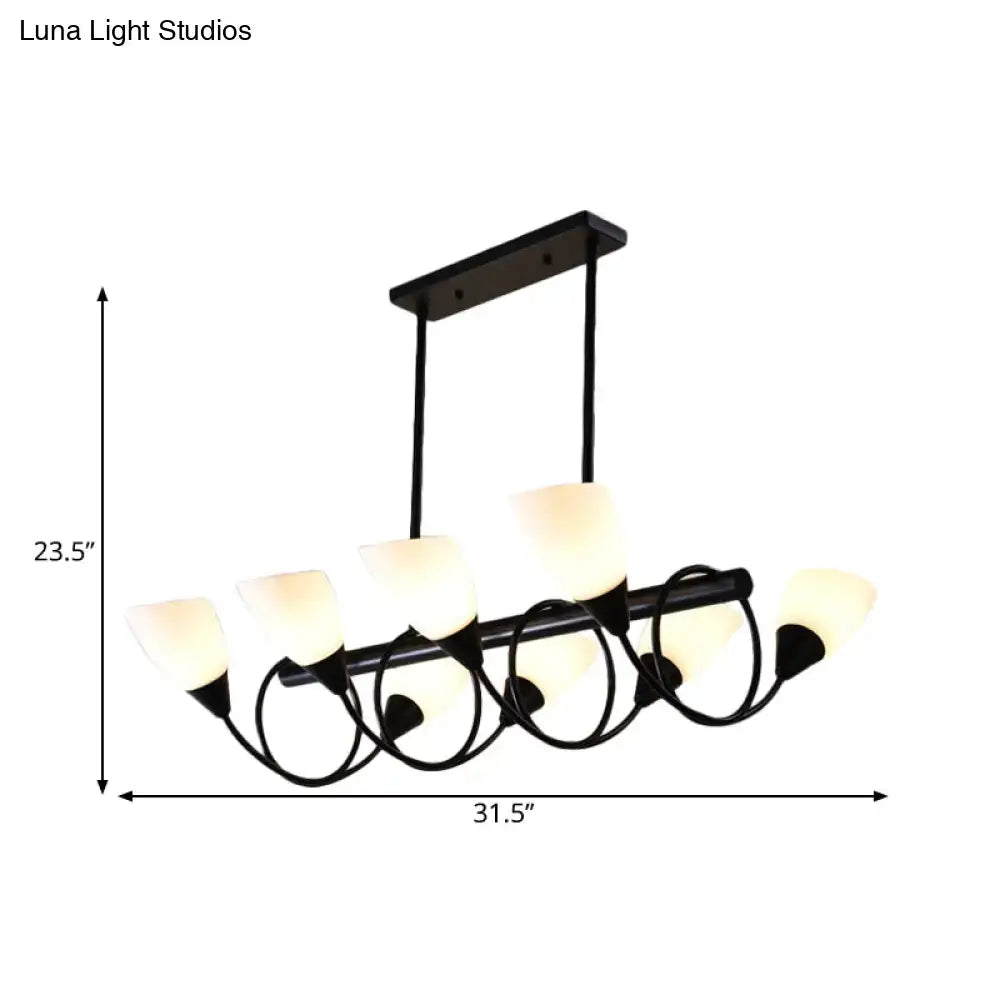 DecorBites™ Traditional Milky Glass Pendant Light Fixture - 6/8/10 Lights - Black Hanging Lamp Kit