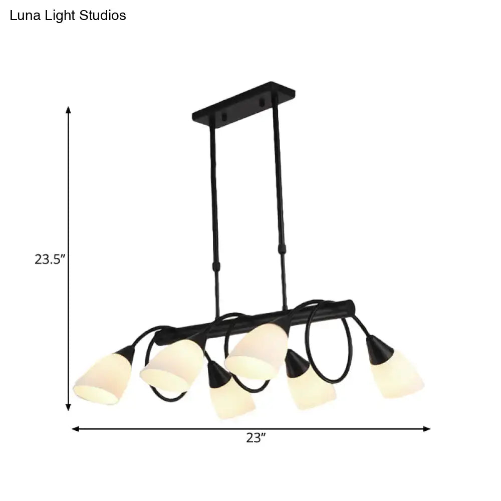 DecorBites™ Traditional Milky Glass Pendant Light Fixture - 6/8/10 Lights - Black Hanging Lamp Kit