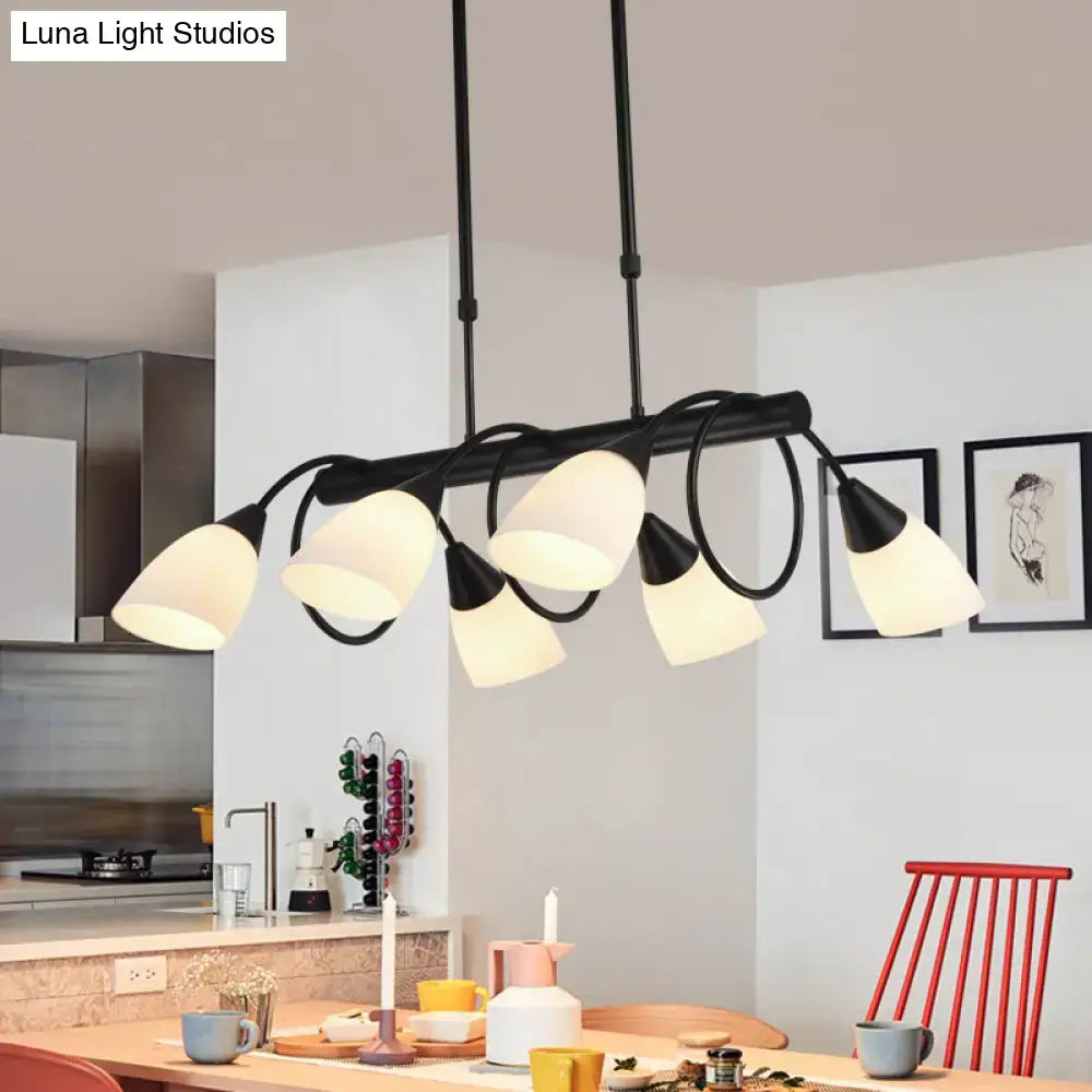 DecorBites™ Traditional Milky Glass Pendant Light Fixture - 6/8/10 Lights - Black Hanging Lamp Kit