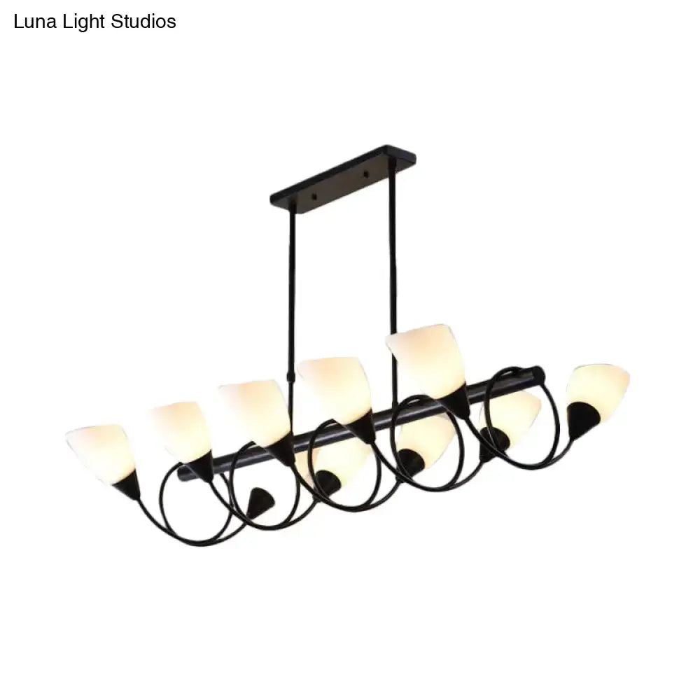 DecorBites™ Traditional Milky Glass Pendant Light Fixture - 6/8/10 Lights - Black Hanging Lamp Kit