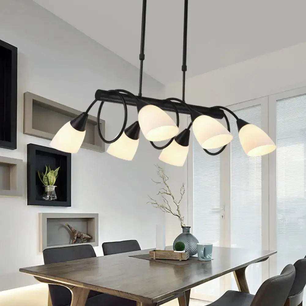 DecorBites™ Traditional Milky Glass Pendant Light Fixture - 6/8/10 Lights - Black Hanging Lamp Kit