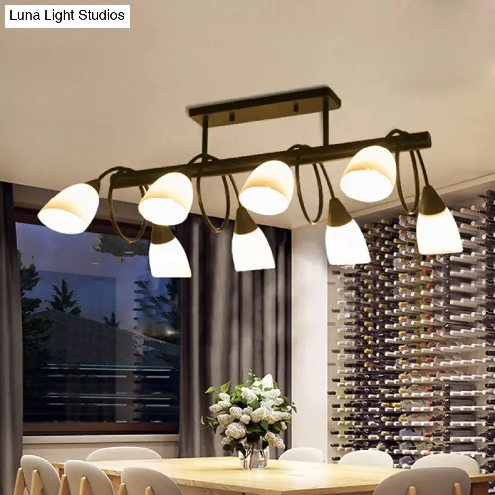 DecorBites™ Traditional Milky Glass Pendant Light Fixture - 6/8/10 Lights - Black Hanging Lamp Kit