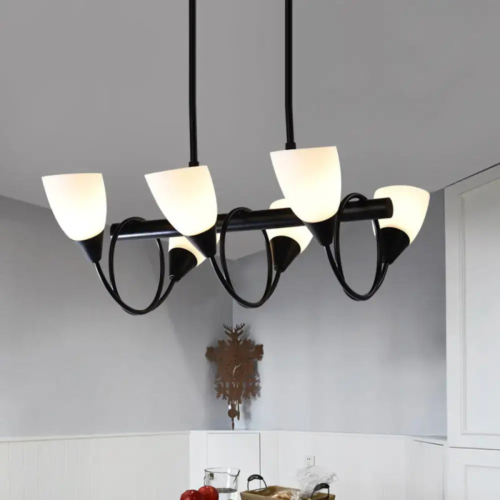 DecorBites™ Traditional Milky Glass Pendant Light Fixture - 6/8/10 Lights - Black Hanging Lamp Kit