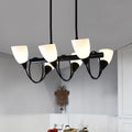 DecorBites™ Traditional Milky Glass Pendant Light Fixture - 6/8/10 Lights - Black Hanging Lamp Kit