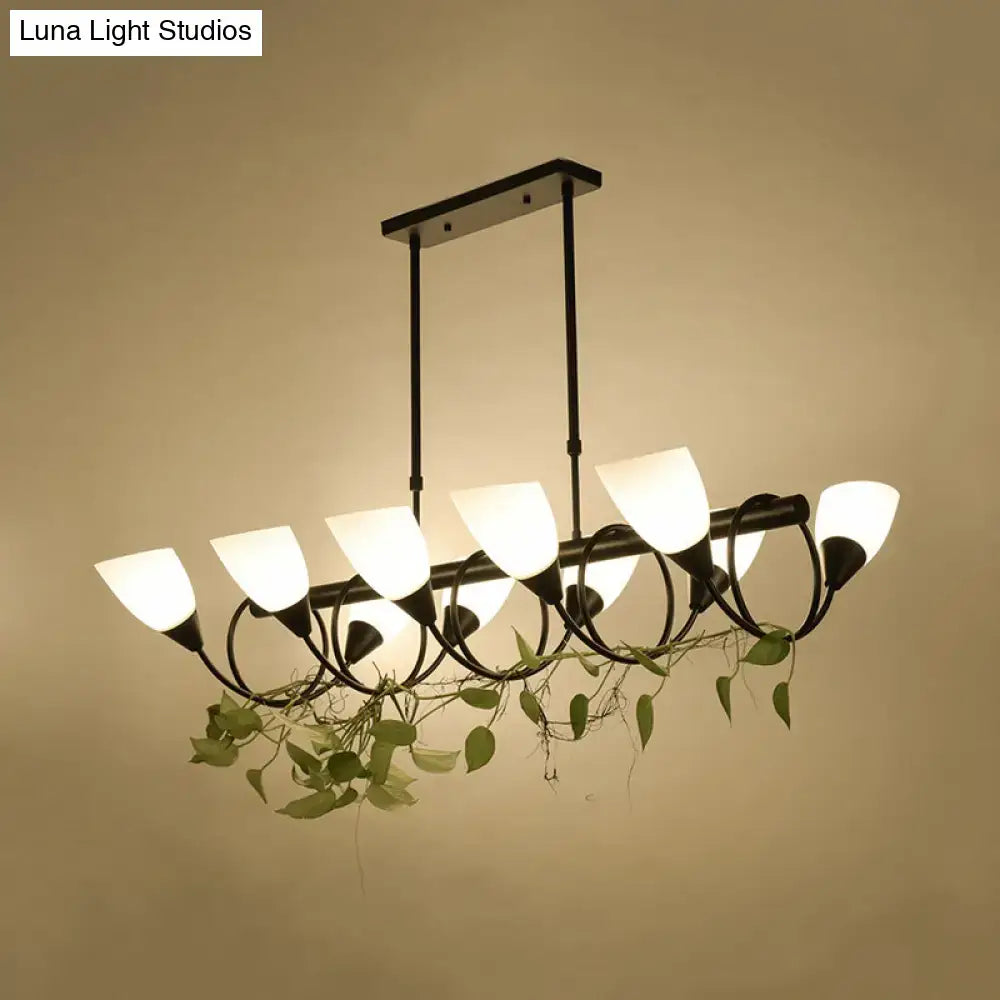 DecorBites™ Traditional Milky Glass Pendant Light Fixture - 6/8/10 Lights - Black Hanging Lamp Kit
