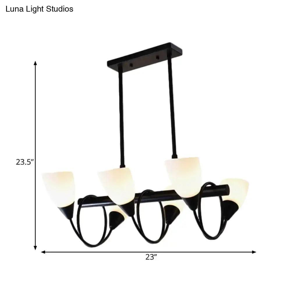 DecorBites™ Traditional Milky Glass Pendant Light Fixture - 6/8/10 Lights - Black Hanging Lamp Kit