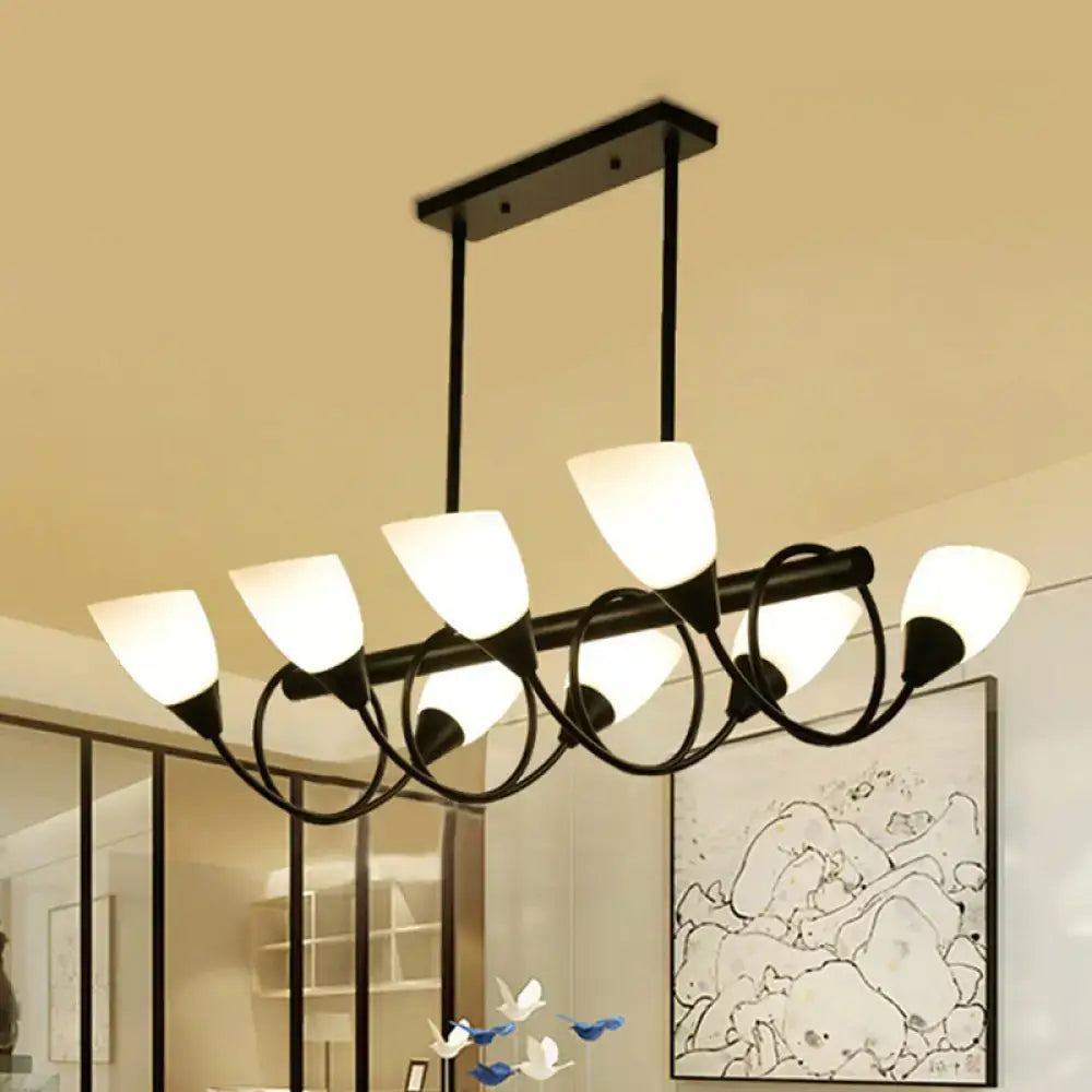 DecorBites™ Traditional Milky Glass Pendant Light Fixture - 6/8/10 Lights - Black Hanging Lamp Kit