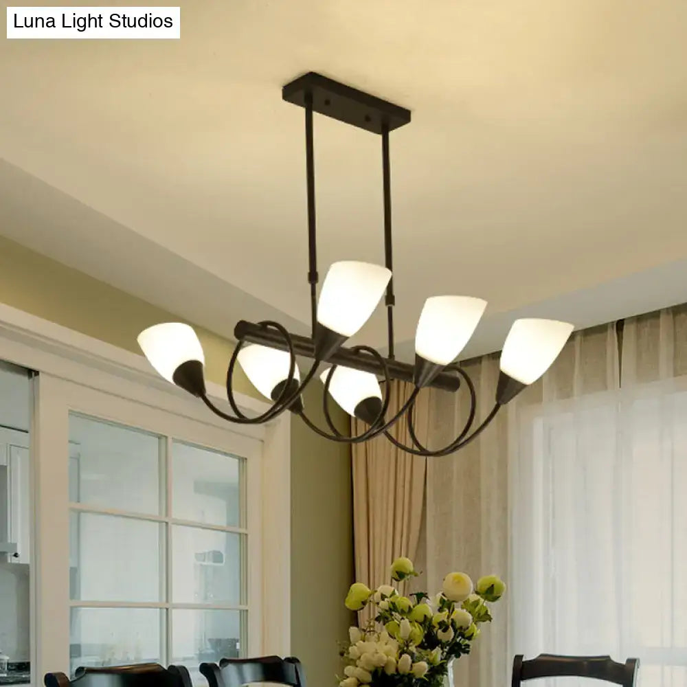 DecorBites™ Traditional Milky Glass Pendant Light Fixture - 6/8/10 Lights - Black Hanging Lamp Kit