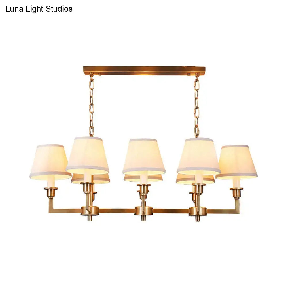 DecorBites™ Traditional Style Gold Conic Island Ceiling Light, 8 Heads, Fabric, Living Room Metallic Hanging Lamp