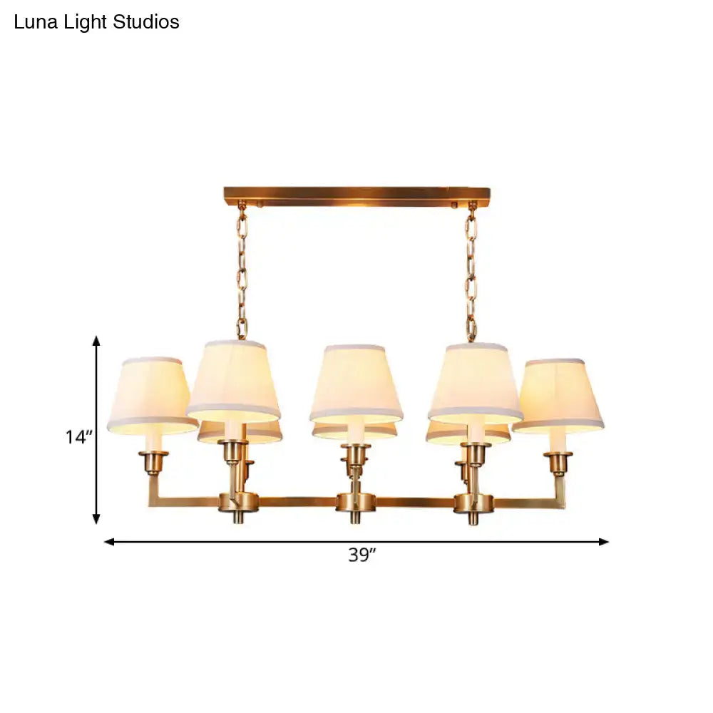 DecorBites™ Traditional Style Gold Conic Island Ceiling Light, 8 Heads, Fabric, Living Room Metallic Hanging Lamp